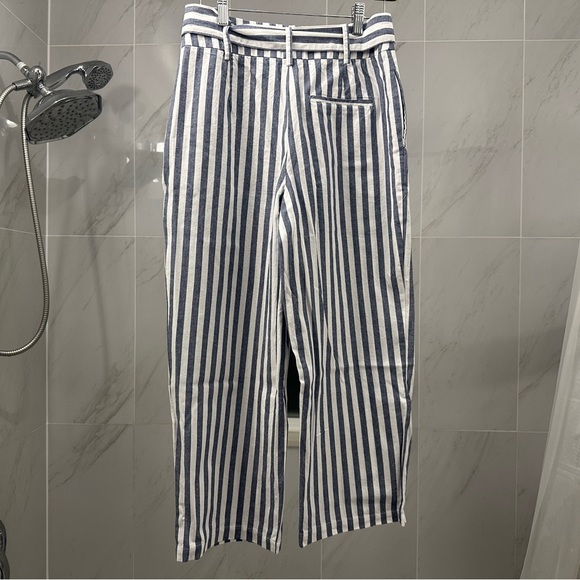 Zara linen striped cropped trouser - Picture 2 of 2